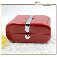 SALVADANAIO VINTAGE IN METALLO ROSSO CASSETTA DI SICUREZZA PORTA VALORI ANNI 70