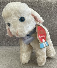 Peluche agnello vintage Old Chad Valley giocattolo morbido con etichetta e rara etichetta ex negozio stock