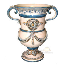 Vasi Ceramica di Caltagirone Porta Vaso in Blu per Piante Stile Romano Fioriera