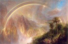 Oil painting Rainy Season in the Tropics nice landscape with rainbow mountains