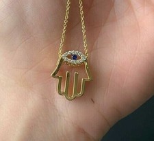 Ciondolo Hamsa tondo diamante