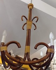 Lampadario vintage Bamboo e vimini 4 luci. Misure 90 x 40 cm