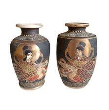 *HH* Coppia Vasi Satsuma Vase Made In Japan Vaso Ceramica Giapponese Giappone