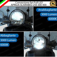 CONVERSIONE FARO LED APRILIA SCARABEO 250 300 400 ANABBAGLIANTE + ABBAGLIANTE