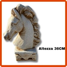 Statua da per giardino esterno interno in cemento e pietra testa di cavallo H36