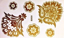 Flash Einmal Tatuaggio Temporaneo Oro 6teile Bracciale Collana Piede Henna Corpo