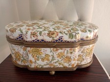 WL 1895 Craquele porcellana grande ciotola sfarzosa coperchio bronzo bianco scatola floreale