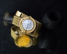 PIAGET RARE TEN DOLLARS VINTAGE COIN WATCH BASCULANTE 18K GOLD CAL.9P BARK DIAL