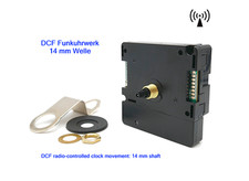 Movimento radio DCF silenzioso - albero 14 mm - senza ticchettio - per orologi da parete fai da te