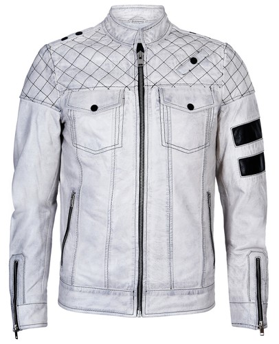 Giacca biker vintage bianca - giacca,