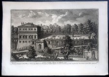 Stampa antica Roma giuseppe vasi XIX sec. villa celimontana celio monti veduta