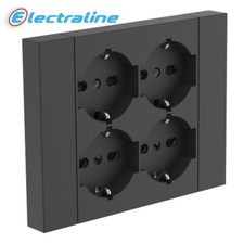 MULTIPRESA UNIVERSALE AD INCASSO DA PARETE ELECTRALINE QUADRA NERA 4 PRESE