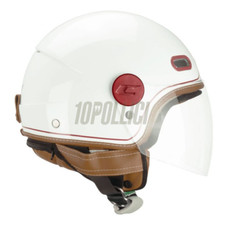 Casco jet CGM 191V PIX VINTAGE Bianco Bordeaux - visiera lunga - M