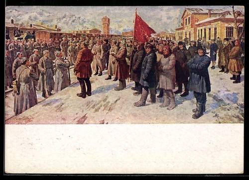 Cartolina folla con soldati