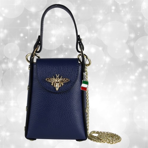 Borsa blu pelle piccola