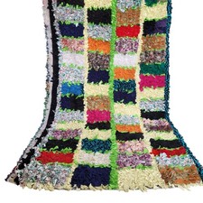 Tappeto vintage fatto a mano con frange marocchine 5'4"x3'1" tappeto...