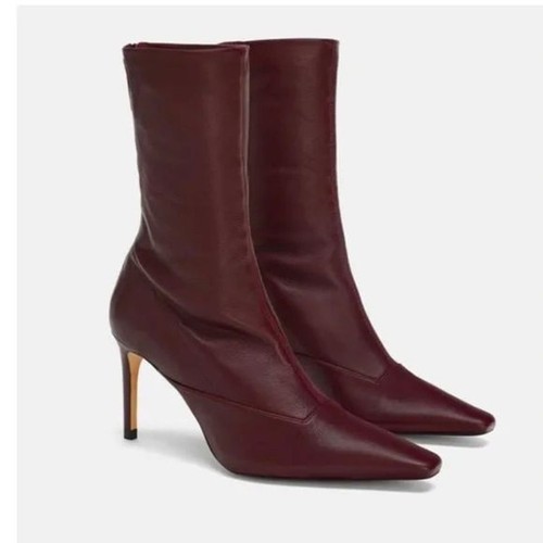 Stivaletto zara bordeaux pelle - stivaletto,
