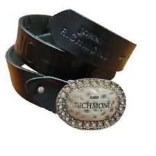 Cintura John Richmond Belt Cuoio Pelle Leather Strass Swarovski Fibbia Metallo