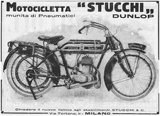 PUBBLICITA' 1913 MOTO STUCCHI MILANO MOTOCICLETTA  BICICLETTA GOMME DUNLOP