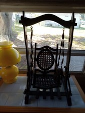Sedia a dondolo decorativa formica fatta a mano legno e ferro vimini intagliato 21" dimensioni bambola