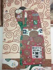 QUADRO gustav Klimt abbraccio Falso d'autore DIPINTO su tela telaio 60X90 CM