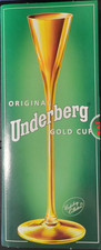 Vetro metallo stelo lungo originale Underberg "Gold Cup" - raro *nuovo con scatola*
