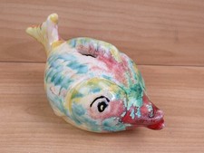 vecchio SALVADANAIO A FORMA DI PESCE PALLA IN CERAMICA VIETRESE? dipinto mano