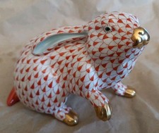HEREND coniglietto In Porcellana Rosa E Oro