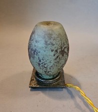 Lampada Art Deco ROBJ Paris Veilleuse Brûle Parfum Pâte De Verre Socle Fer Forgé