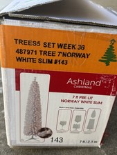 7 piedi Albero di Natale a Matita Artificiale Norvegia Bianco Pre-Lit, Luci Trasparenti - USATO!