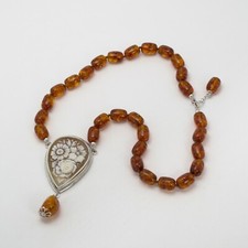 925 SILVER AMBER CAMEO DROP