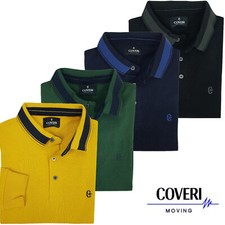 Polo Uomo Manica Lunga Sportiva Caldo Cotone Jersey Blu Nera COVERI M L XL XXL 3