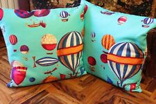 2 fodere cuscino con tessuto pesante canvas Mongolfiere turchese Fornasetti