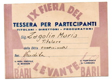 Tessera 1938 FIERA DEL LEVANTE