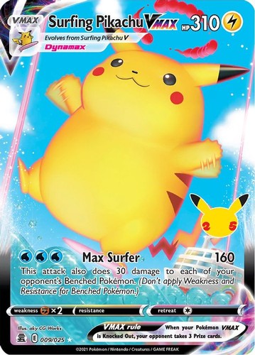 Surfing pikachu vmax 009 025 - pikachu, 009/025