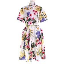 Grande DOLCE&GABBANA set due pezzi stampa floreale camicia manica corta gonna plissettata