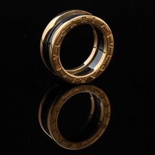 BULGARI B.ZERO1 LABYRINTH ANELLO A DUE FASCE CERAMIC IN ORO ROSA 18 KT 750