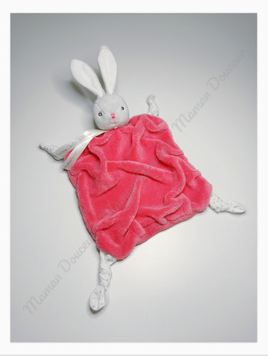 Doudou plat carré lapin gris - doudou,
