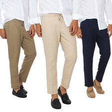 Men linen pants slim fit - men's,