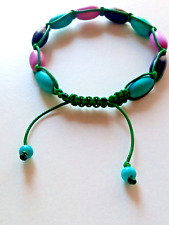 Shamballa decina rosario braccialetto ovali in legno macramè  regalo uomo donna 