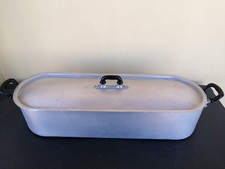 Pesciera alluminio pentola pesce lunga ovale manici