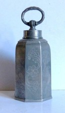 RARA ANTICA SCATOLA DA TÈ IMPERO / BIEDERMEIER BOTTIGLIA A VITE PELTRO DEL 1790