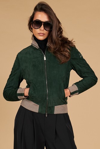 Bomber pelle scamosciata - bomber, verde