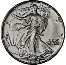 1942 walking liberty - liberty, mezzo