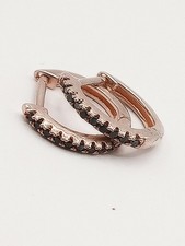 Orecchini donna lobo Cerchi argento Dorato 925 Placcato Oro 18 Kt? Zirconi Neri 