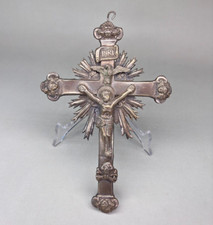 CROCIFISSO ANTICO ARGENTO CRISTO CROCE SECOLO 800 ARTE SACRA EX VOTO RELIC ITALY