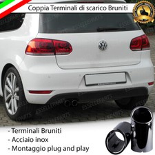 COPPIA TERMINALI DI SCARICO PER MARMITTA NERO BRUNITO INOX VOLKSWAGEN GOLF 6