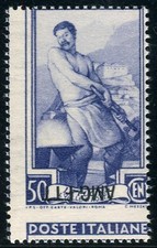 Trieste - Lavoro Cent. 50 varietà sovrastampa capovolta