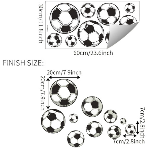Adesivo murale calcio - nero, pvc