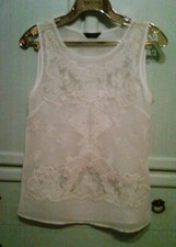 Canotta marca Autograph,  fantasia con bell pizzo, tg. 40 Ital, 36 Franc, S EU.